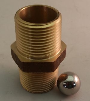 6" Primer Brass Ball Check Valve w/ SS Ball