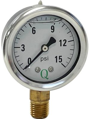 2" Liq Filled Ga / Blk Stl CS / 1/4" Lwr Conn / 0-15#