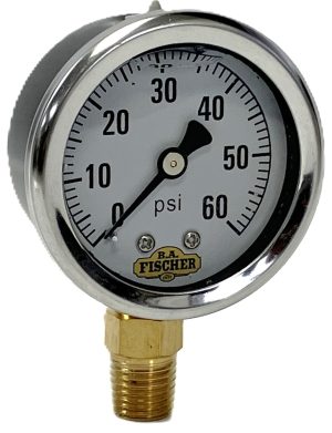 2" Liq Filled Ga / Blk Stl CS / 1/4" Lwr Conn / 0-60#