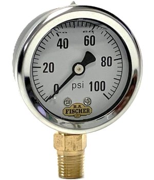 2" Liq Filled Ga / Blk Stl CS / 1/4" Lwr Conn / 0-100#
