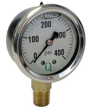 2" Liq Filled Ga / Blk Stl CS / 1/4" Lwr Conn / 0-400#