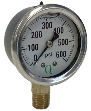 2" Liq Filled Ga / Blk Stl CS / 1/4" Lwr Conn / 0-600#