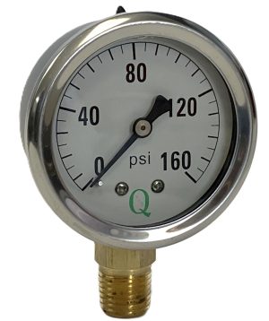 2-1/2" Liq Filled Ga / Blk Stl CS / 1/4" Lwr Conn / 0-160#
