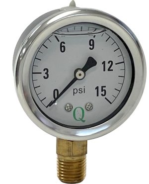 4" Liq Filled Ga / Blk Stl CS / 1/4" Lwr Conn / 0-15#