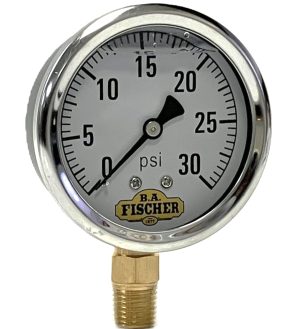 4" Liq Filled Ga / Blk Stl CS / 1/4" Lwr Conn / 0-30#