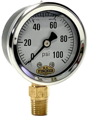 4" Liq Filled Ga / Blk Stl CS / 1/4" Lwr Conn / 0-100#