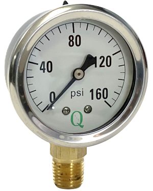 4" Liq Filled Ga / Blk Stl CS / 1/4" Lwr Conn / 0-160#