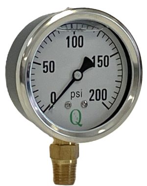 4" Liq Filled Ga / Blk Stl CS / 1/4" Lwr Conn / 0-200#