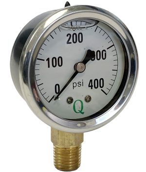 4" Liq Filled Ga / Blk Stl CS / 1/4" Lwr Conn / 0-400#