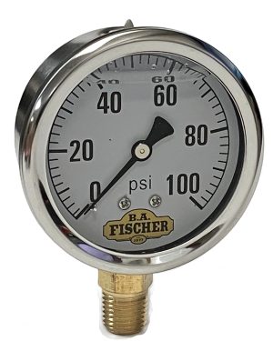 2-1/2" Liq Filled Ga / SS CS / 1/4" Lwr Conn / 0-100#